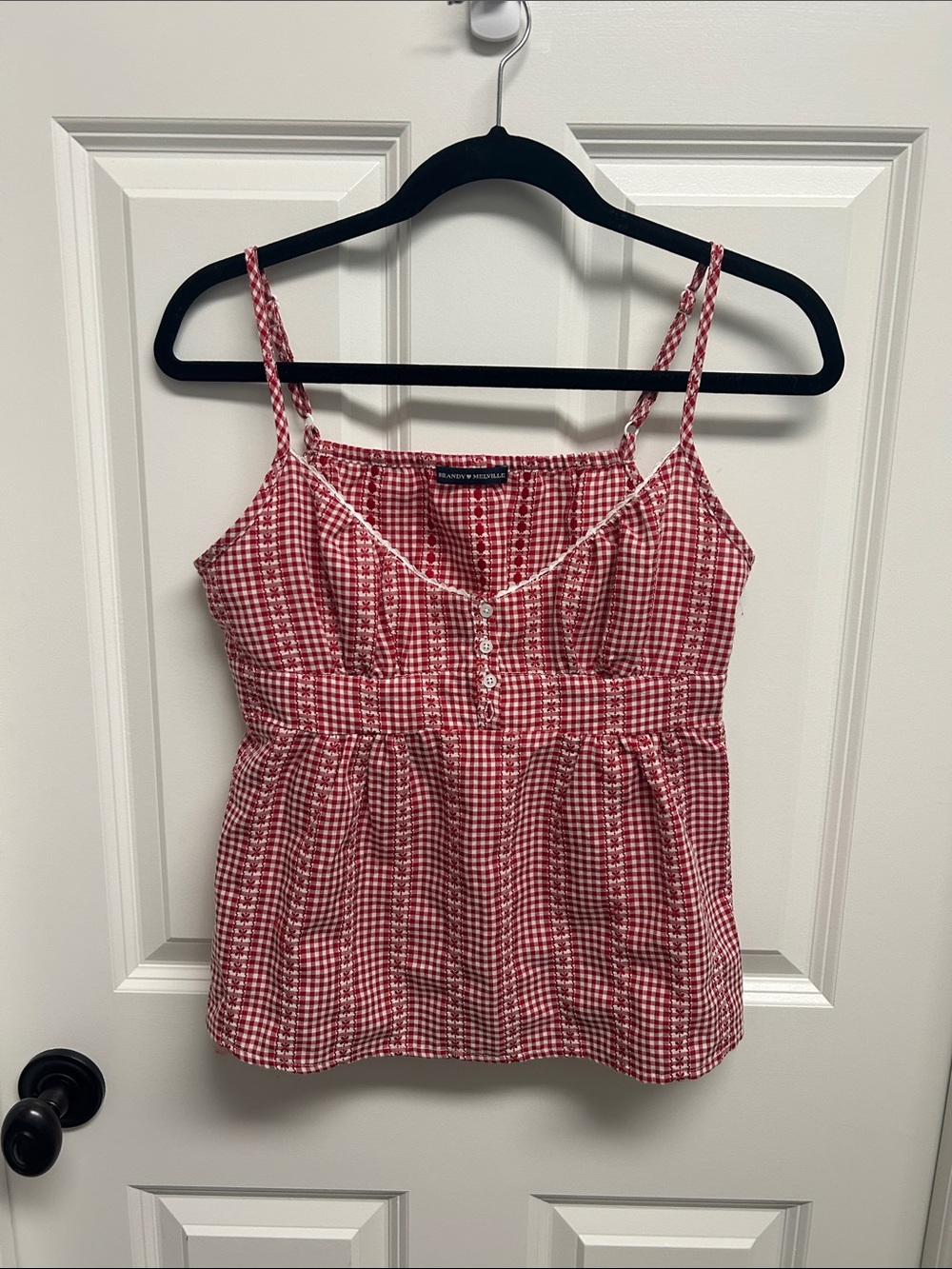 Brandy Melville Red Gingham Button-Front Camisole